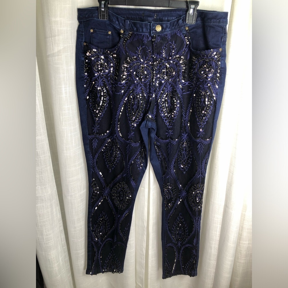 VENUS HOT Blue and Black Sequin Skinny Jeans NWOT 💙🪩 - Picture 10 of 15